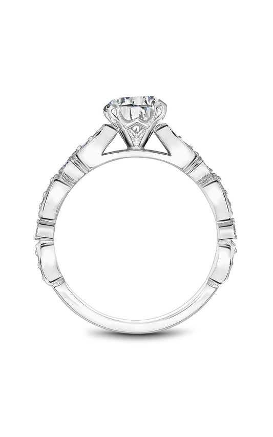 14K White Gold Sidestone Round Engagement Ring