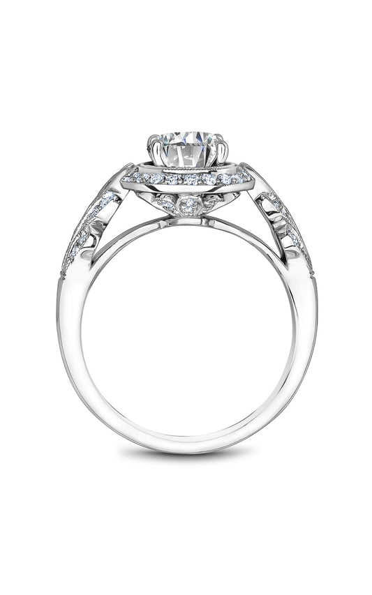 14K White Gold Halo Round Engagement Ring