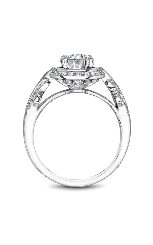 14K White Gold Halo Round Engagement Ring