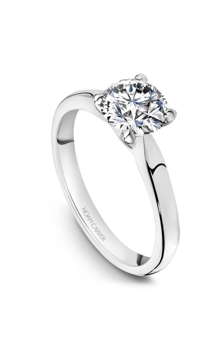 14K White Gold Solitaire Round Engagement Ring