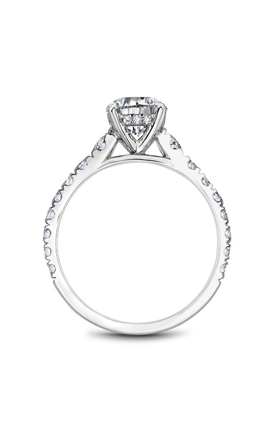 14K White Gold Sidestone Round Engagement Ring