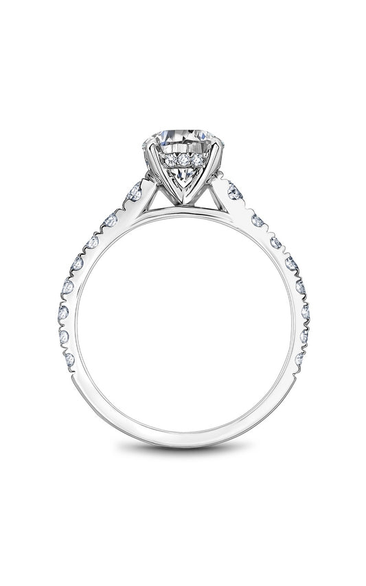 14K White Gold Sidestone Round Engagement Ring