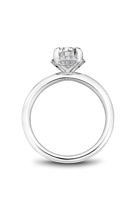 14K White Gold Halo Round Engagement Ring