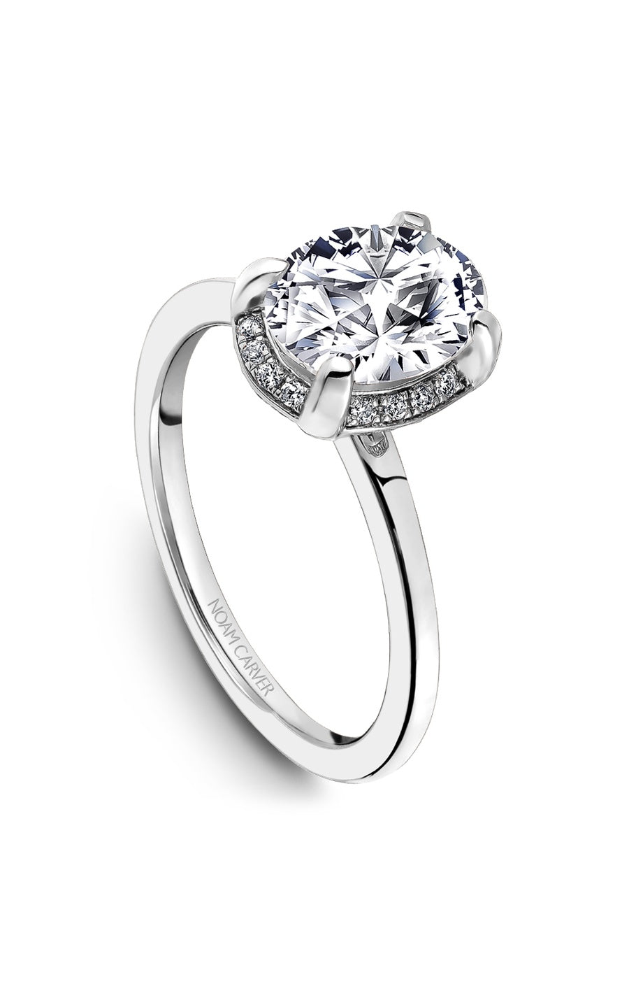 14K White Gold Halo Oval Engagement Ring