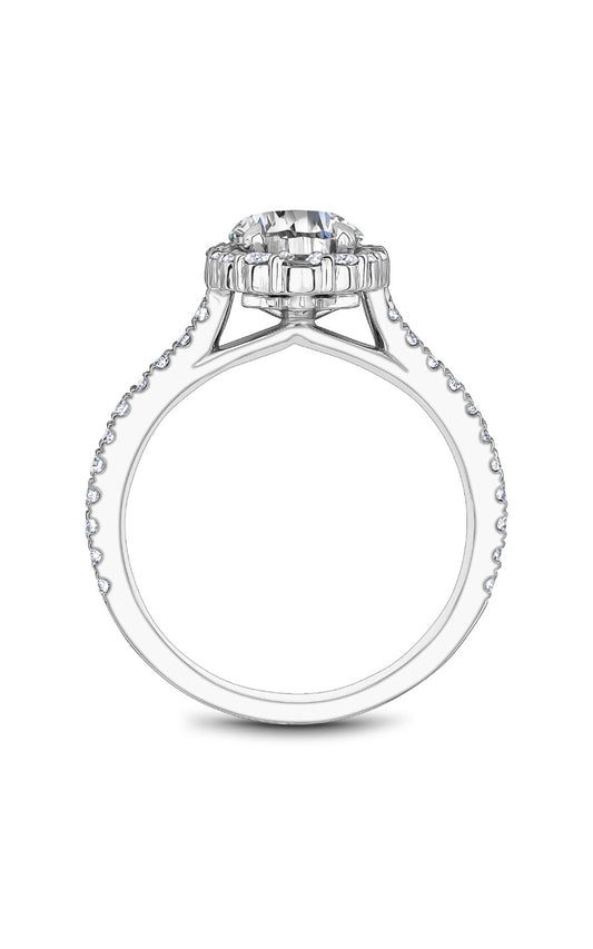 14K White Gold Halo Round Engagement Ring