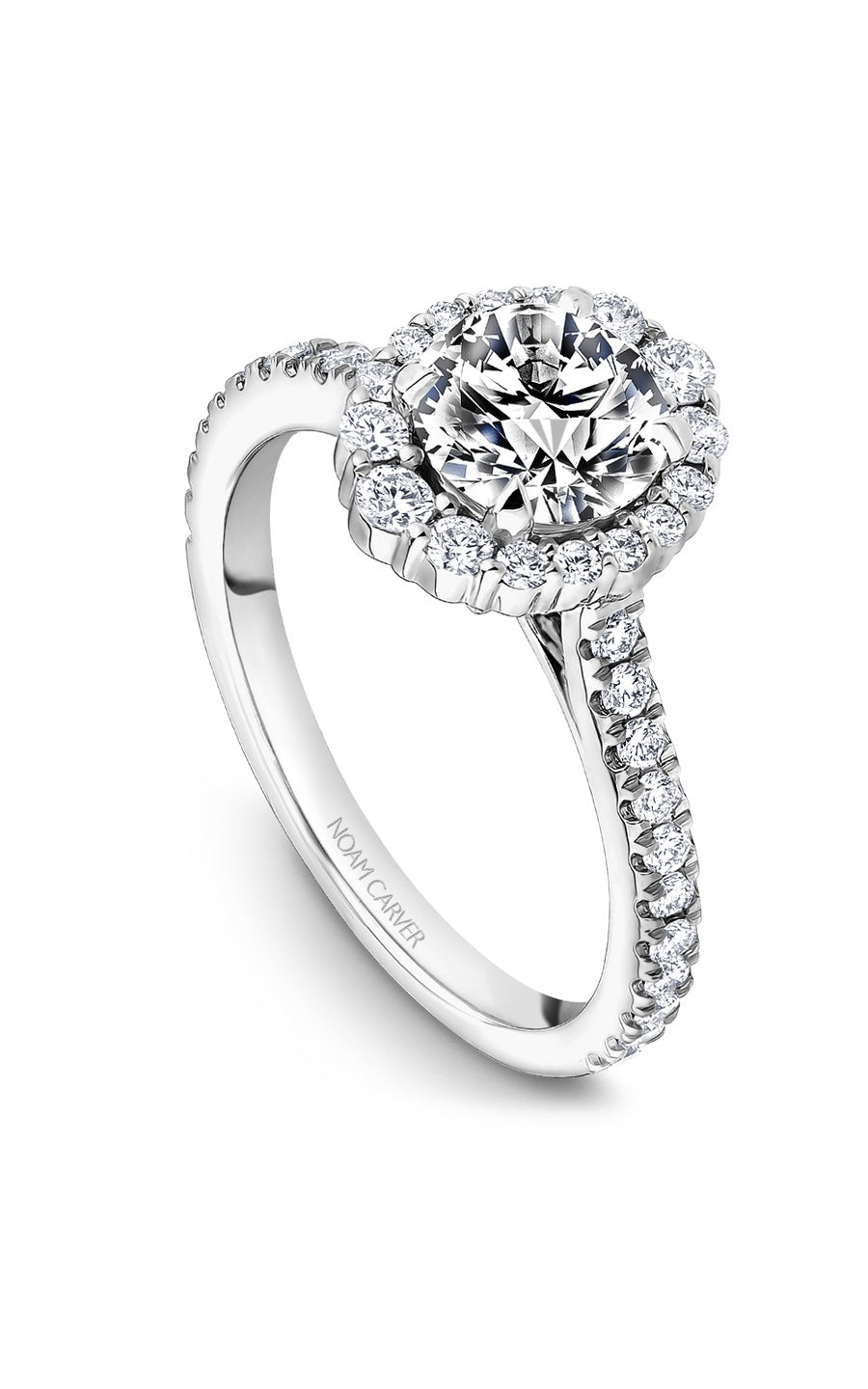 14K White Gold Halo Round Engagement Ring