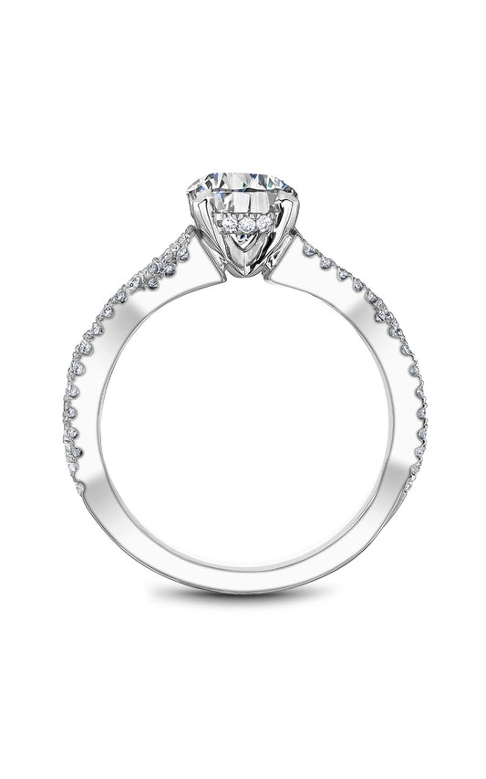14K White Gold Sidestone Round Engagement Ring