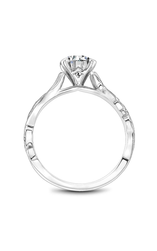 14K White Gold Sidestone Round Engagement Ring