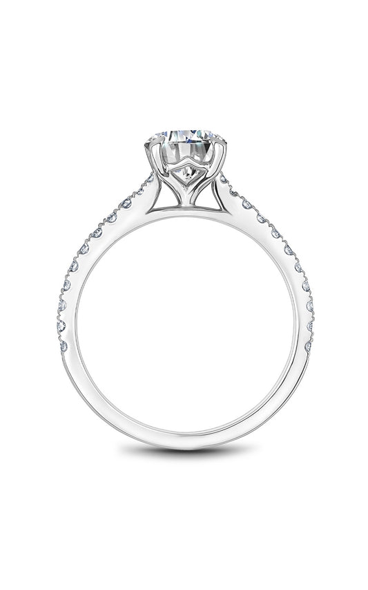 14K White Gold Sidestone Round Engagement Ring