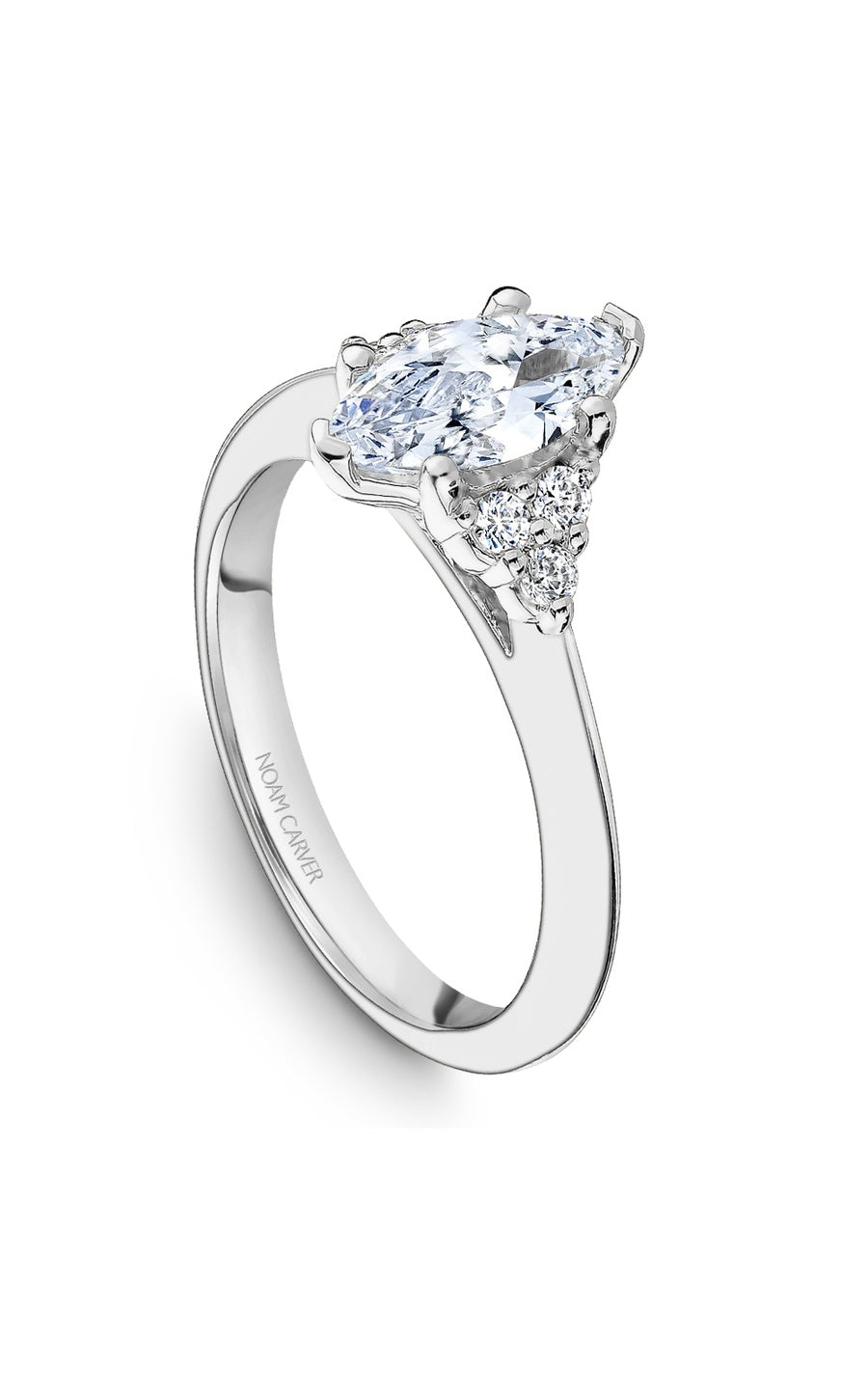 14K White Gold Sidestone Marquise Engagement Ring