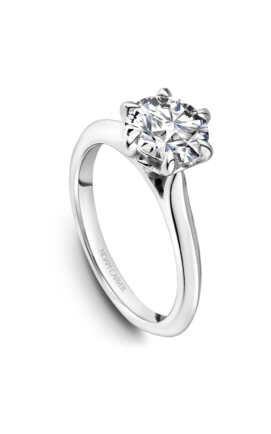 14K White Gold Solitaire Round Engagement Ring