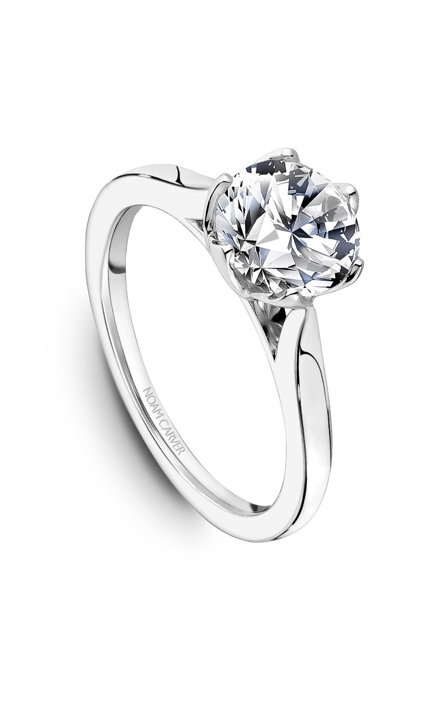 14K White Gold Solitaire Round Engagement Ring