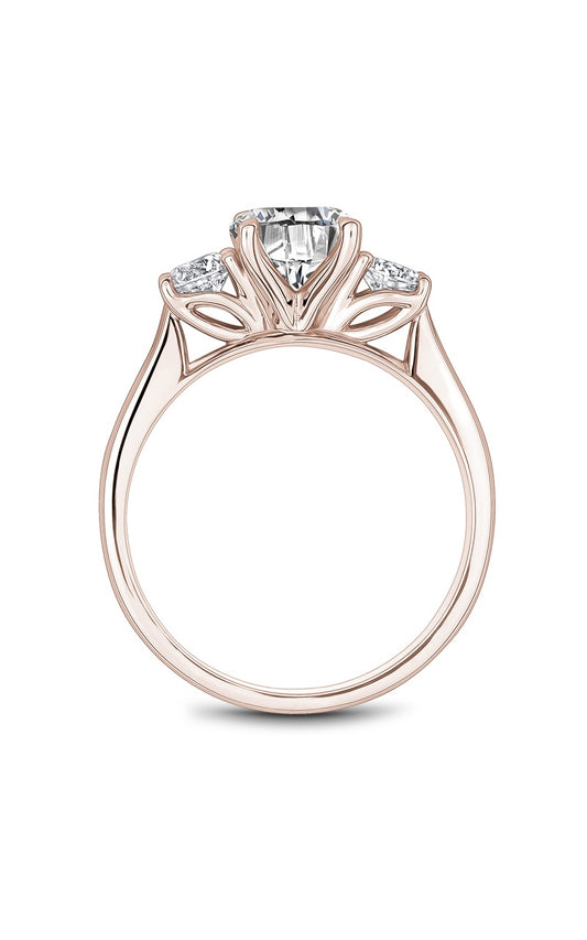 14K Rose Gold Three Stone Round Engagement Ring