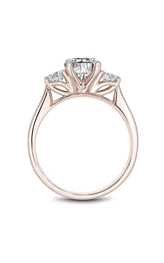 18K Rose Gold Three Stone Round Engagement Ring