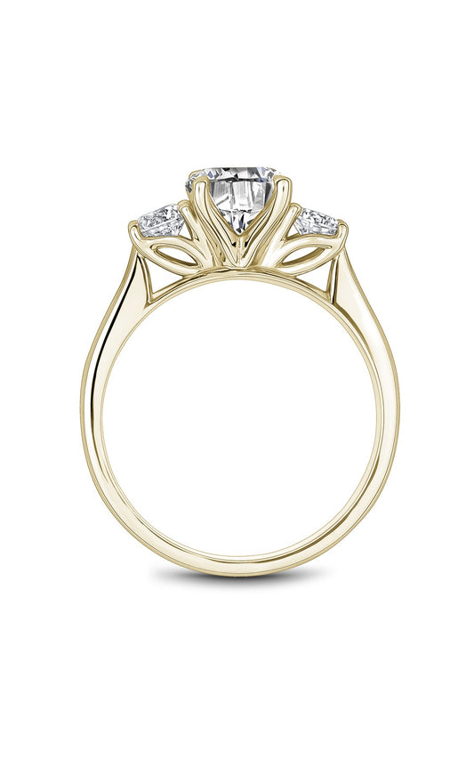 14K Yellow Gold Three Stone Round Engagement Ring