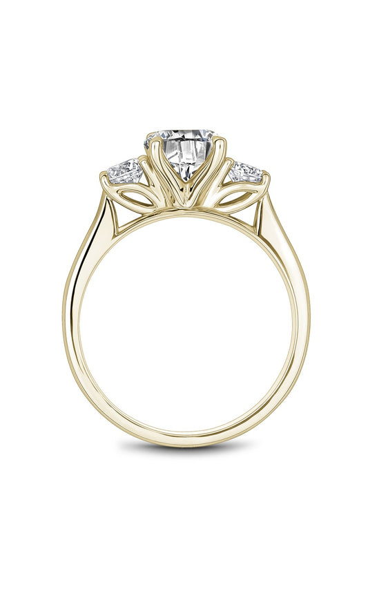 14K Yellow Gold Three Stone Round Engagement Ring