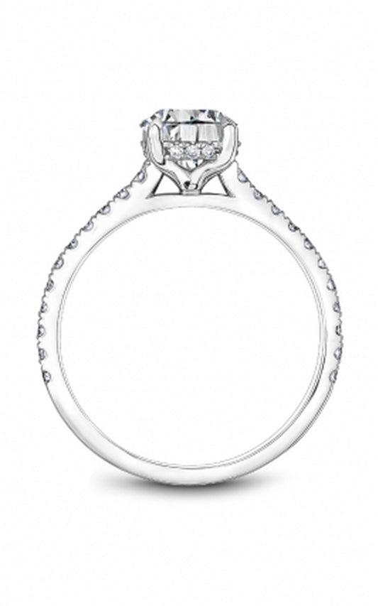 18K White Gold Sidestone Round Engagement Ring