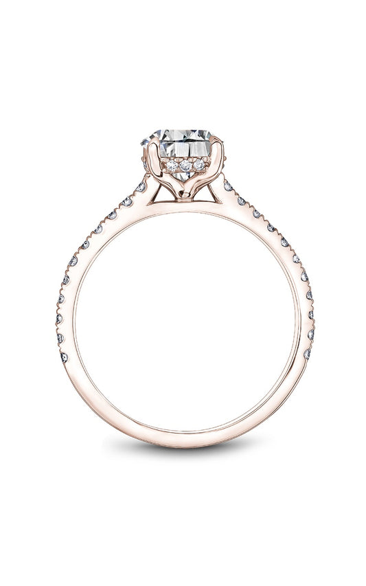 14K Rose Gold Sidestone Round Engagement Ring