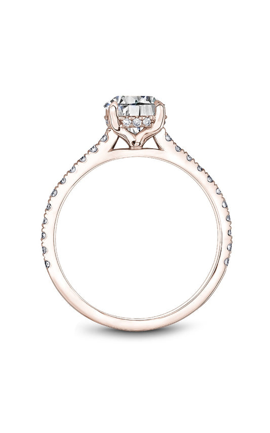 18K Rose Gold Sidestone Round Engagement Ring