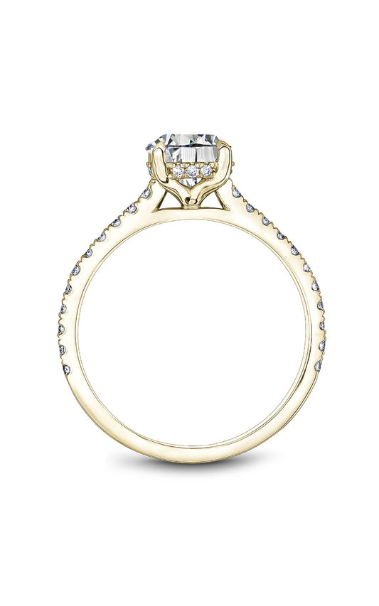 14K Yellow Gold Sidestone Round Engagement Ring