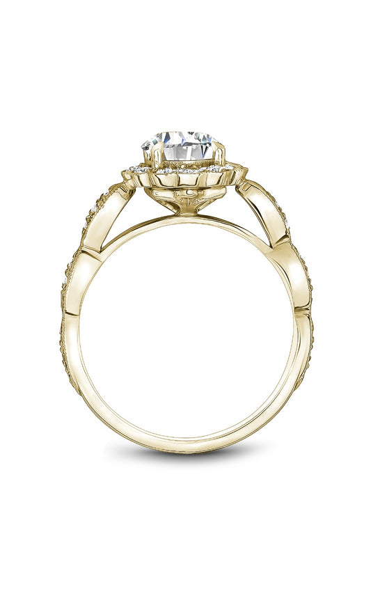 14K Yellow Gold Halo Round Engagement Ring