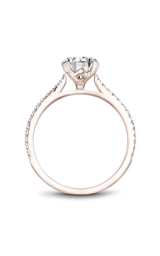 18K Rose Gold Sidestone Round Engagement Ring
