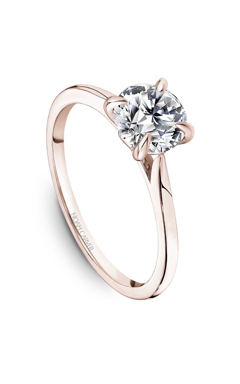 18K Rose Gold Solitaire Round Engagement Ring