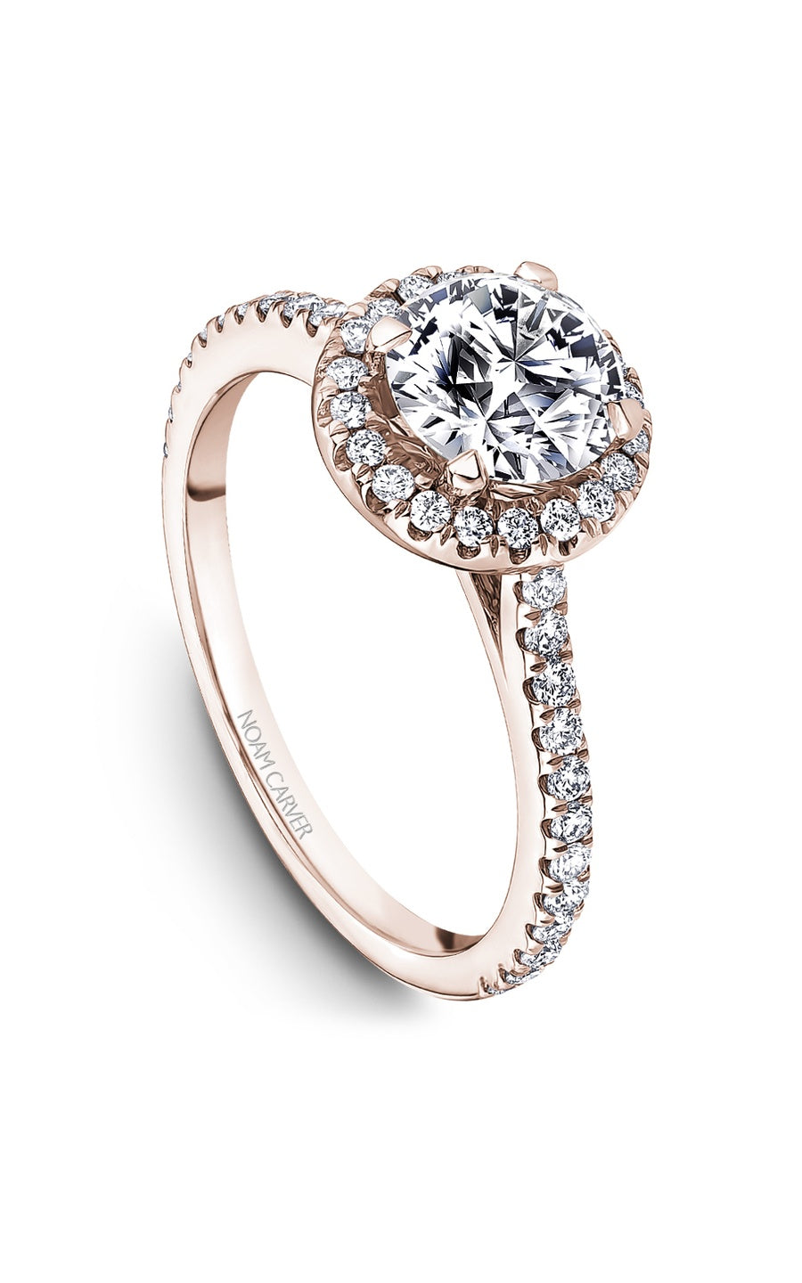 18K Rose Gold Halo Round Engagement Ring