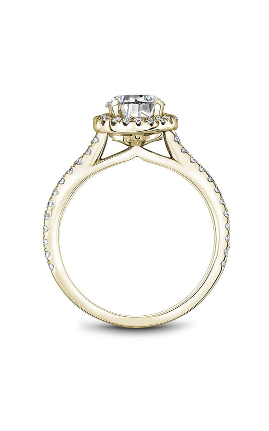 14K Yellow Gold Halo Round Engagement Ring