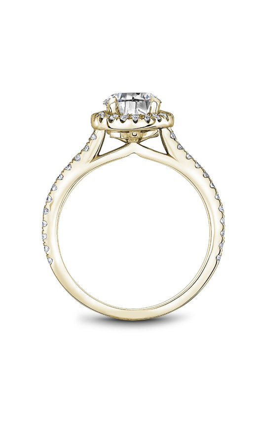 18K Yellow Gold Halo Round Engagement Ring