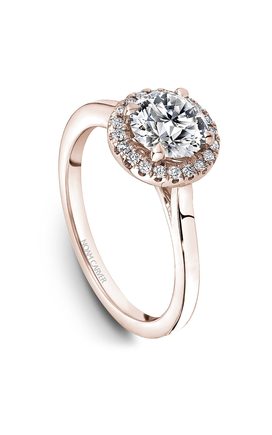 18K Rose Gold Halo Round Engagement Ring