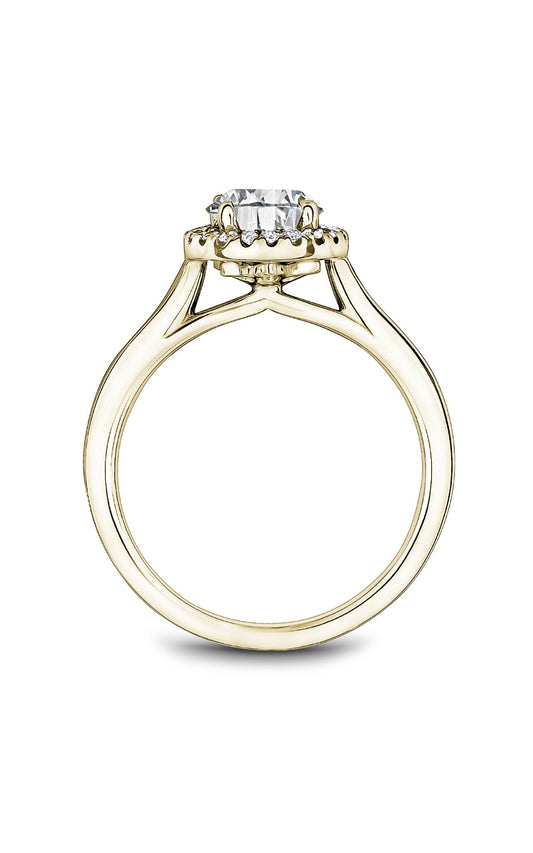 18K Yellow Gold Halo Round Engagement Ring