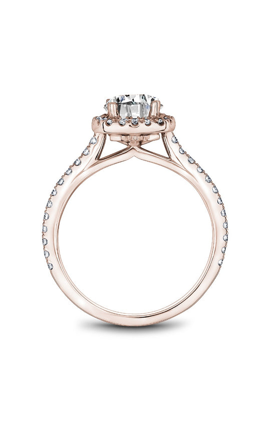 14K Rose Gold Halo Round Engagement Ring