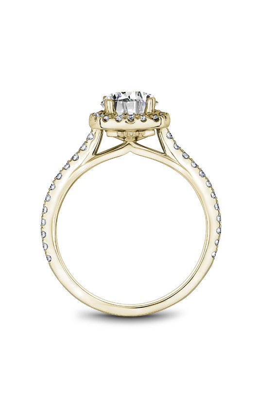 18K Yellow Gold Halo Round Engagement Ring