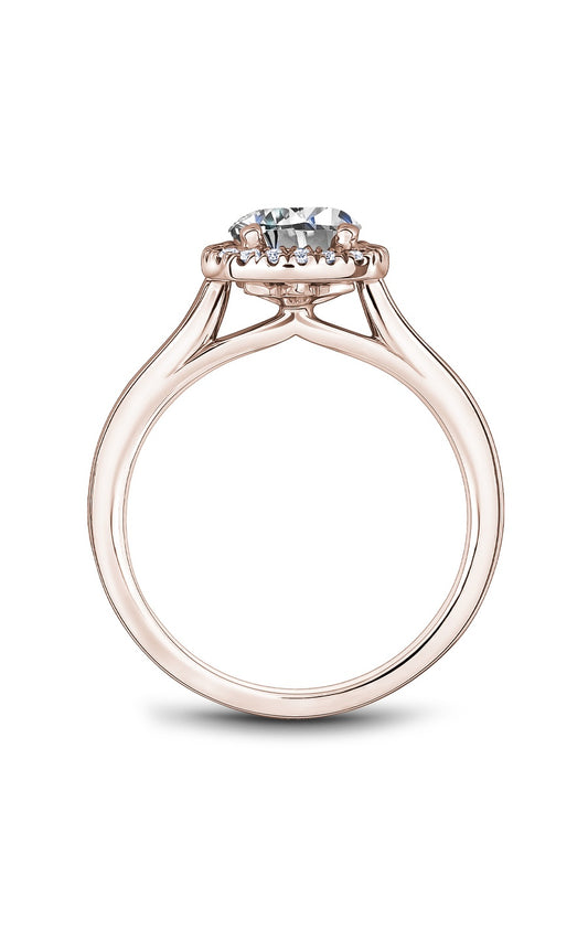 14K Rose Gold Halo Round Engagement Ring