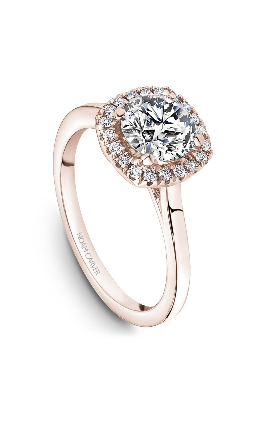 14K Rose Gold Halo Round Engagement Ring