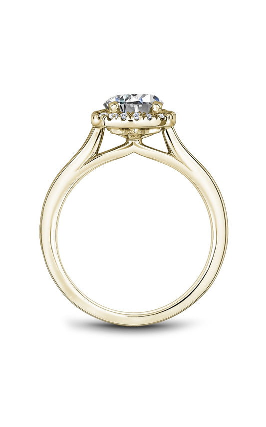 18K Yellow Gold Halo Round Engagement Ring