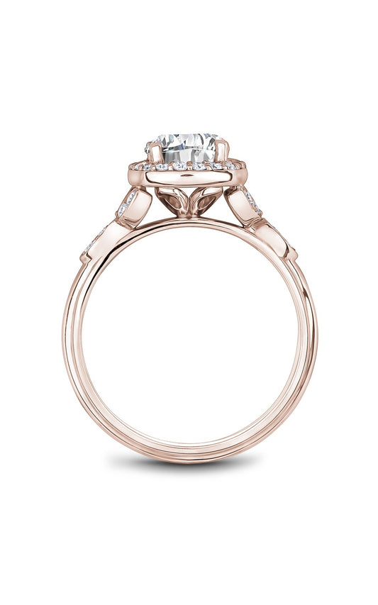 14K Rose Gold Halo Round Engagement Ring