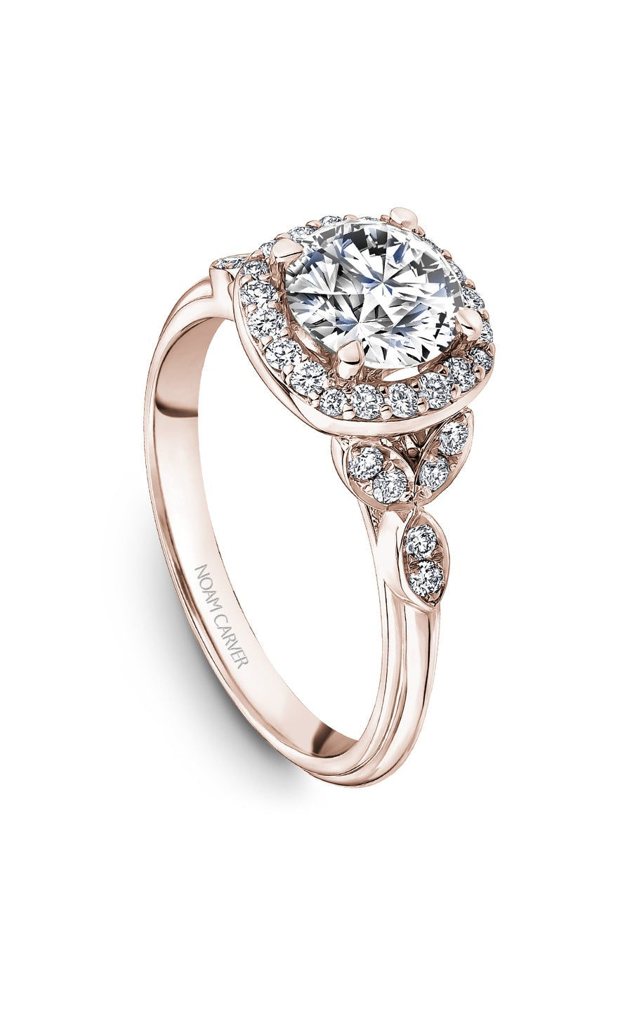 14K Rose Gold Halo Round Engagement Ring