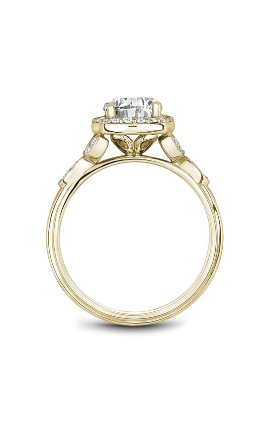 14K Yellow Gold Halo Round Engagement Ring