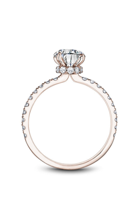 18K Rose Gold Sidestone Round Engagement Ring