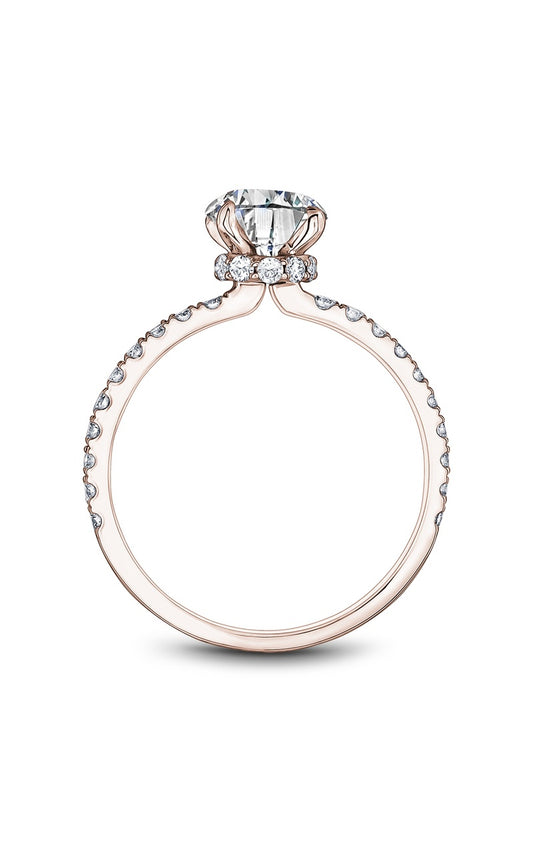 18K Rose Gold Sidestone Round Engagement Ring