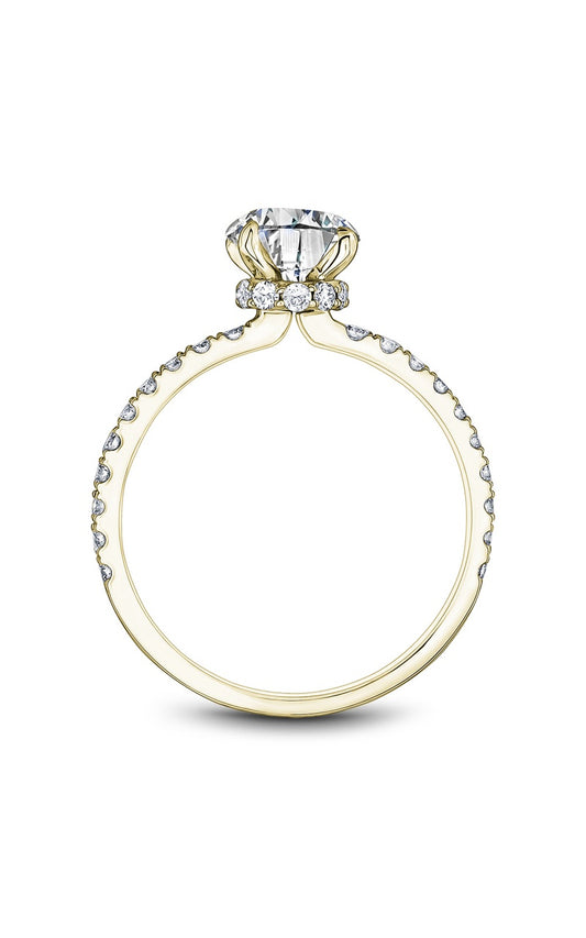 14K Yellow Gold Sidestone Round Engagement Ring