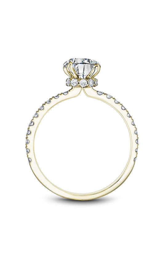 18K Yellow Gold Sidestone Round Engagement Ring