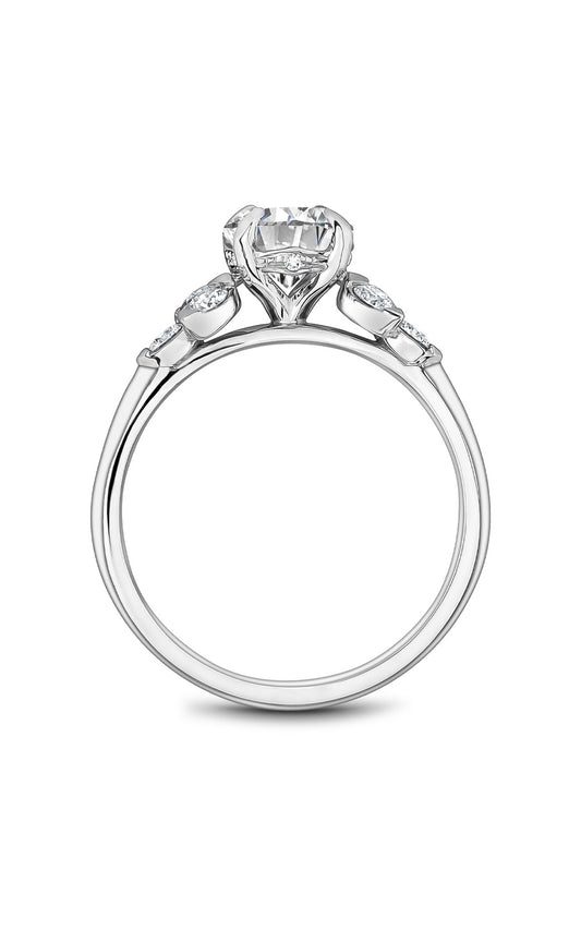 18K White Gold Sidestone Round Engagement Ring