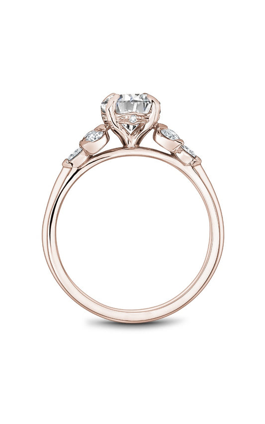 18K Rose Gold Sidestone Round Engagement Ring