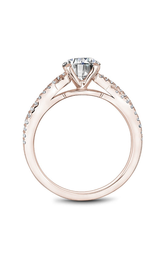 14K Rose Gold Sidestone Round Engagement Ring