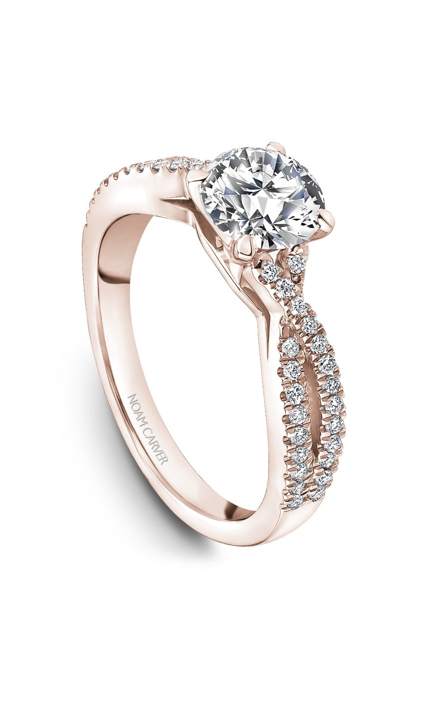14K Rose Gold Sidestone Round Engagement Ring