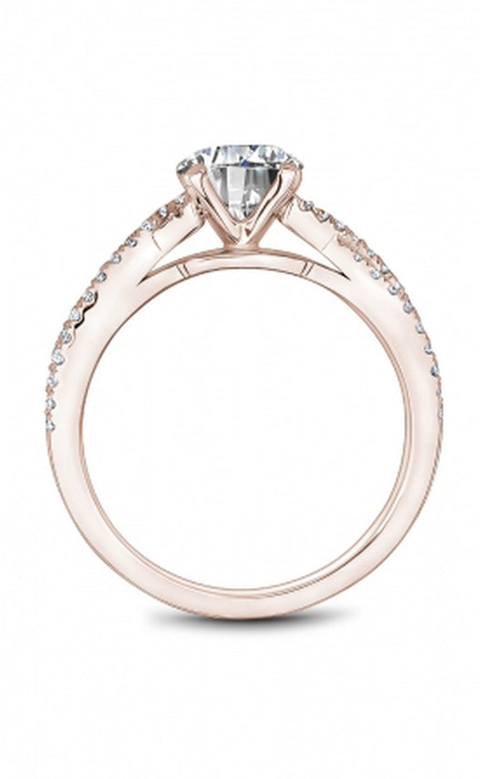 18K Rose Gold Sidestone Round Engagement Ring