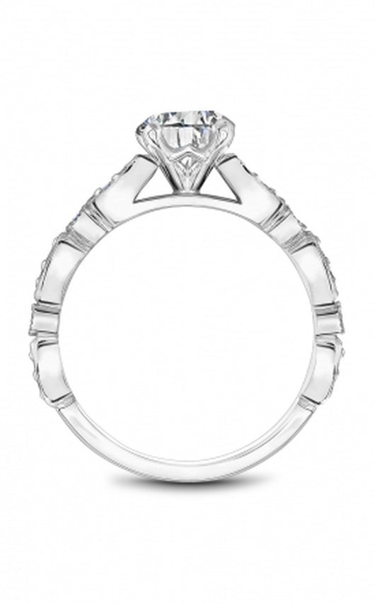 18K White Gold Sidestone Round Engagement Ring